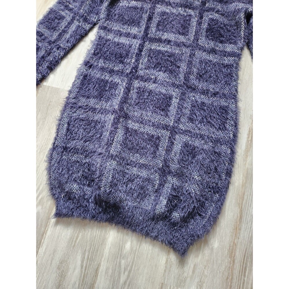 Romeo & Juliet Couture Fuzzy Sweater Dress Blue White Thick Stretch Womens L EUC - Picture 4 of 10